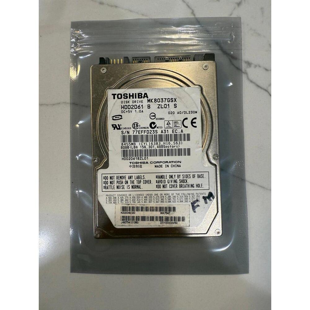 Toshiba 80GB SATA 2.5" MK8037GSX HDD2D61 2.5” Laptop HDD Hard Drive